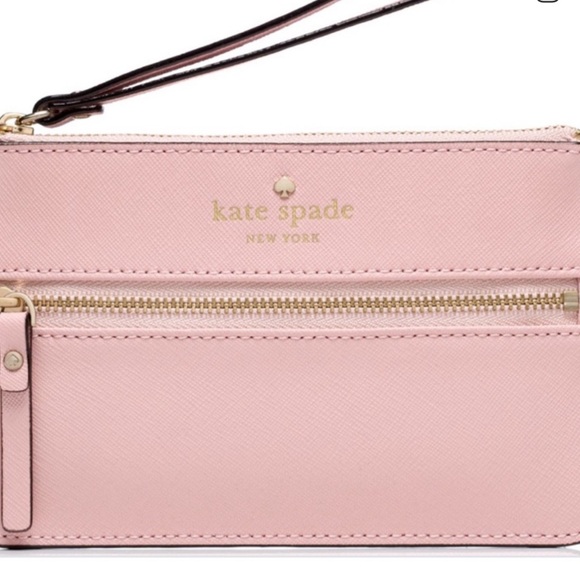 kate spade Handbags - Kate Spade Mikas Pond Saffiano Leather Wristlet - Plum Dawn